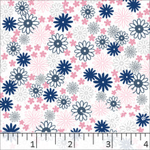 Wildflower Print Poly Cotton Dress Fabric Pink