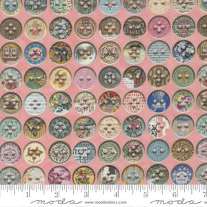 Junk Journal Collection Novelty Buttons Cotton Fabric Pink