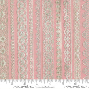 Junk Journal Collection Lace Stripes Cotton Fabric Pink