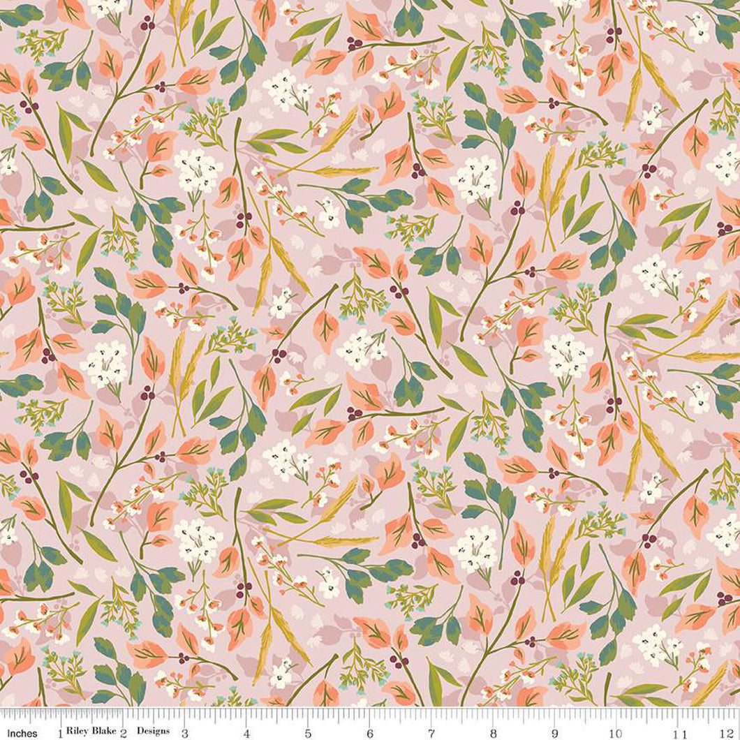 Blossom Lane Collection Floral Branches Cotton Fabric C14001 pink