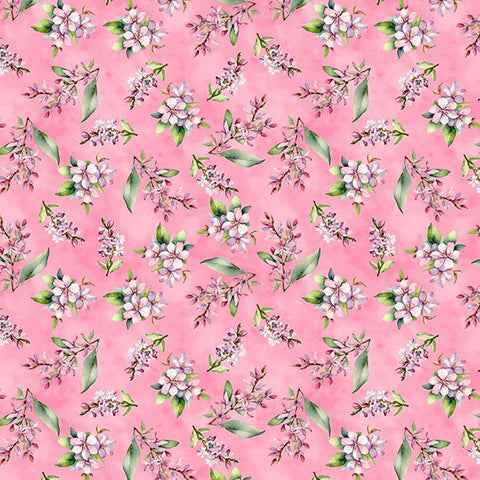 pink, Dahlia Botanica Collection Small Floral Cotton Fabric 33925