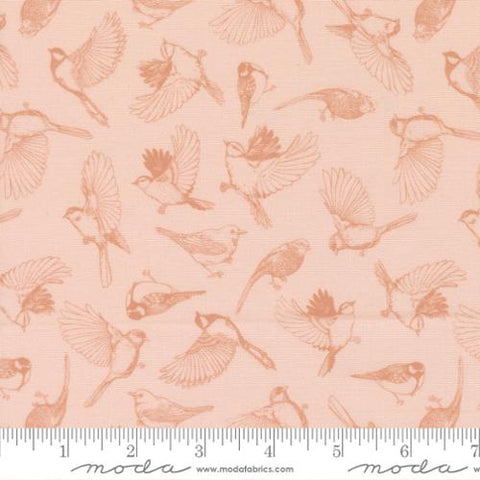 pink, Feather and Forest Bloom Collection Flock of Feathers Cotton Fabric 14143