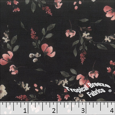 pink, Fine Line Floral Print Fabric 042623
