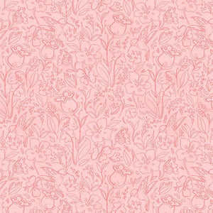 Hummingbird Floral Collection Toile Cotton Fabric 3023-39833 pink