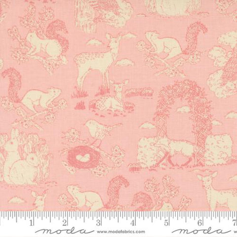 pink, My Secret Garden Collection Garden Toile Cotton Fabric 20983