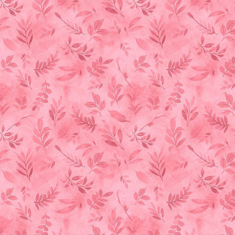 pink, Peony Blossoms Collection Tossed Leaves Cotton Fabric 34716