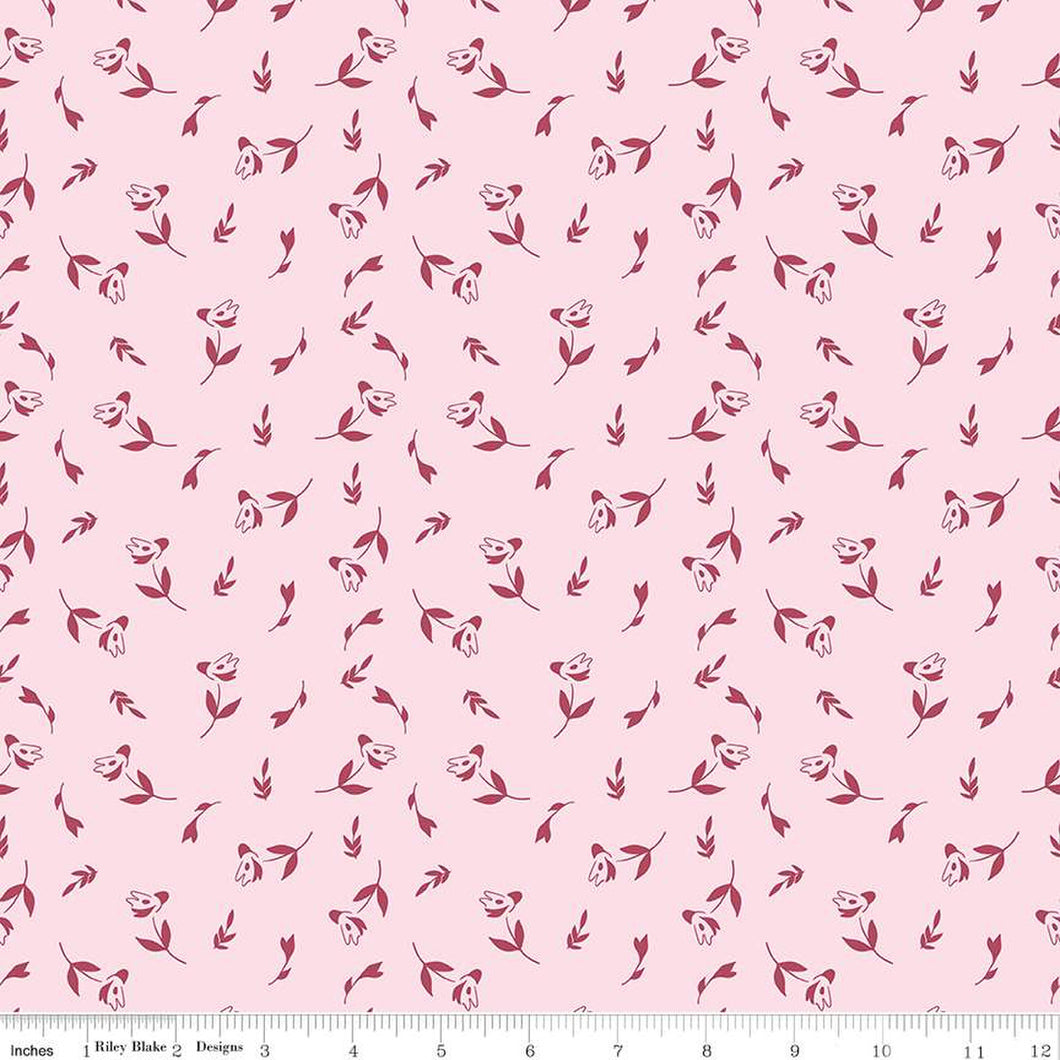 Petal Song Collection Tossed Posies Cotton Fabric C13713 pink