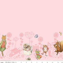 Pink, Peter Rabbit and Friends Collection Border Print Cotton Fabric CD15867 