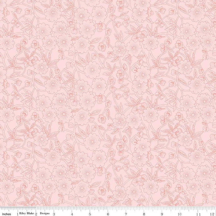 Pink, Sewing Seeds Collection Porcelain Petals Cotton Fabric CD15962