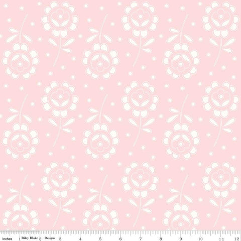 Pink, Sewing Seeds Collection Rose Cutwork Cotton Fabric CD15693