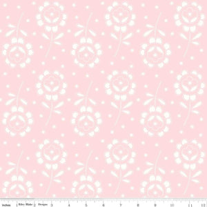 Pink, Sewing Seeds Collection Rose Cutwork Cotton Fabric CD15693
