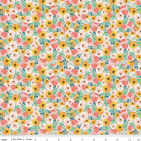 Spring Gardens Collection Floral Cotton Fabric C14112 pink
