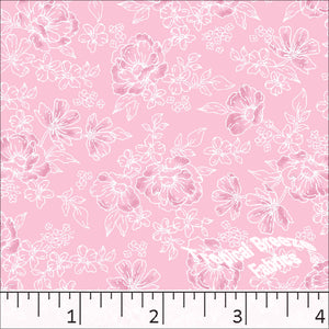 Standard Weave Floral Print Poly Cotton Dress Fabric 6042 pink