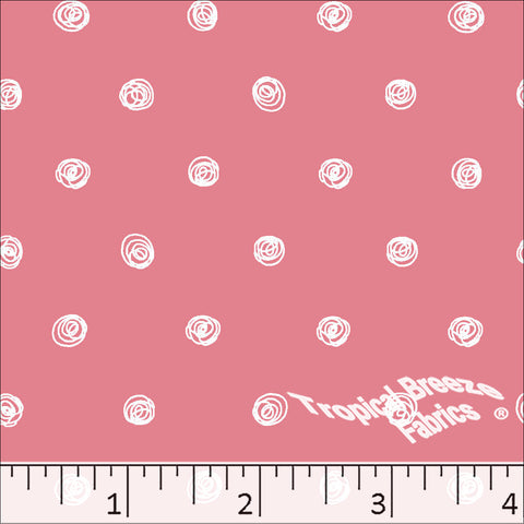 pink, Standard Weave Swirl Dot Poly Cotton Dress Fabric 6236