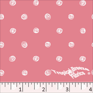pink, Standard Weave Swirl Dot Poly Cotton Dress Fabric 6236