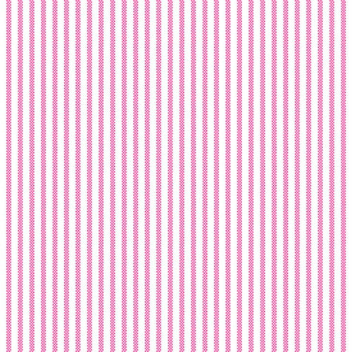 Pink, Ticking Stripe Cotton Flannel Fabric 6215