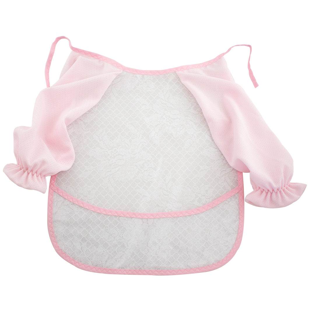 Pink bib with long sleeves