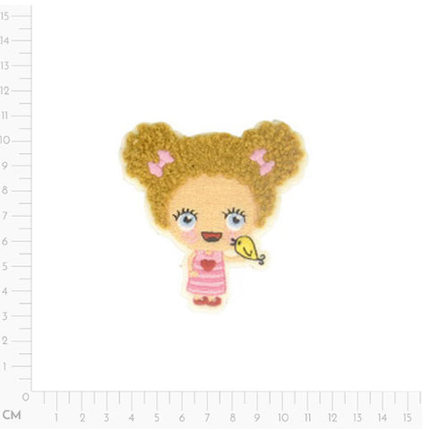 girl with pink bows, Curly Haired Girl Applique M16208