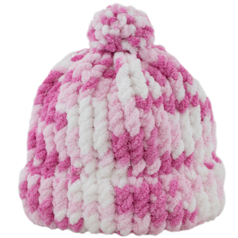 Pink and white cap