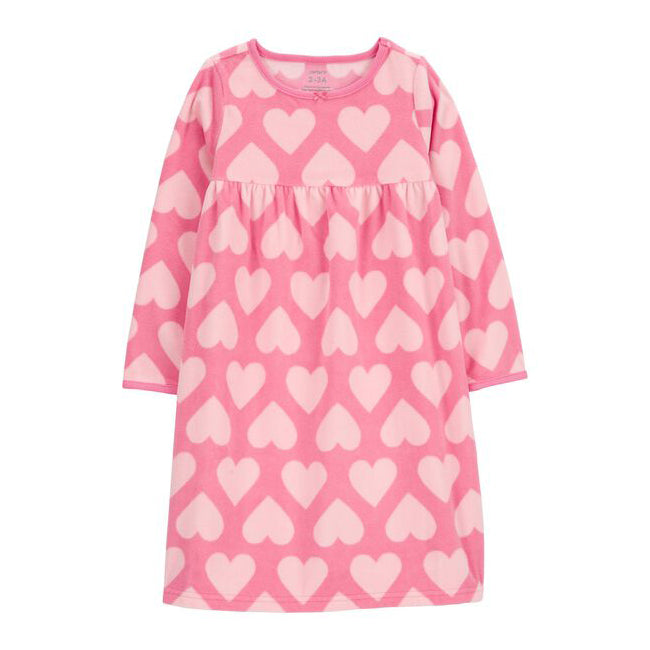 Girls' Long-Sleeve Nightgown 3R50 pink hearts