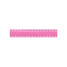 Pink ribbon with white stitching.