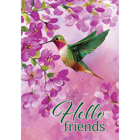 Garden flag showing Pink Hummingbird