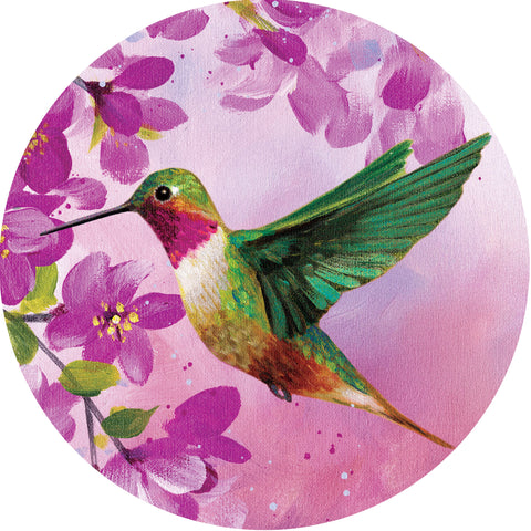 Custom Decor accent magnet showing pink hummingbird