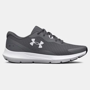 Under Armour women's Surge 3 Running Shoe in pitch gray & white