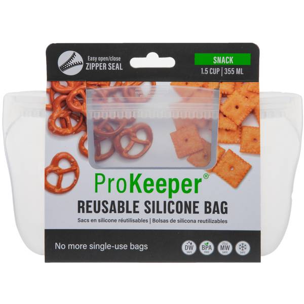 Progressive International ProKeeper Dual-Zipper 100% Silicone Sandwich Bag,  Clear