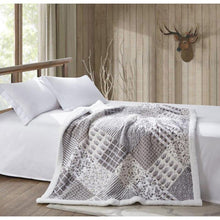 Gray plaid sherpa back throw