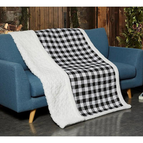 Black and white plaid throw