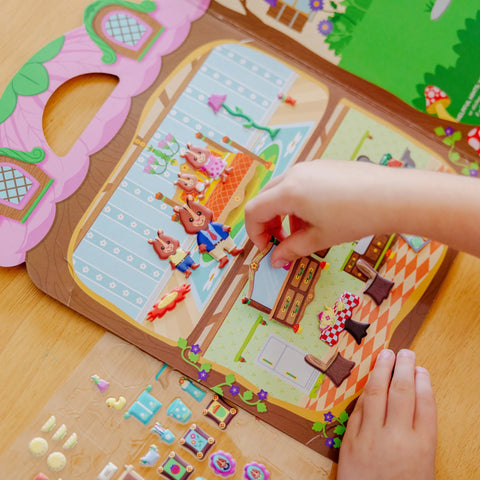Closeup of Chipmunk House puffy sticker play set in use