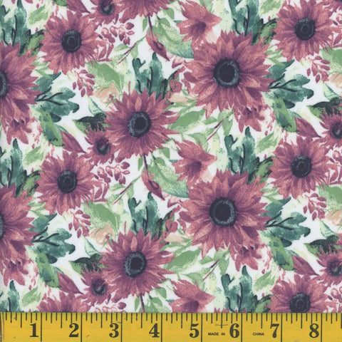 plum, Julia Floral Print Interlock Fabric 1336