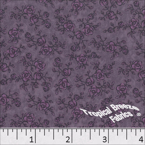 plum, Silk Mist Floral Print Polyester Fabric 042620