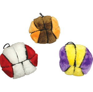 Spot plush basketball Dog toy showing 3 color patterns