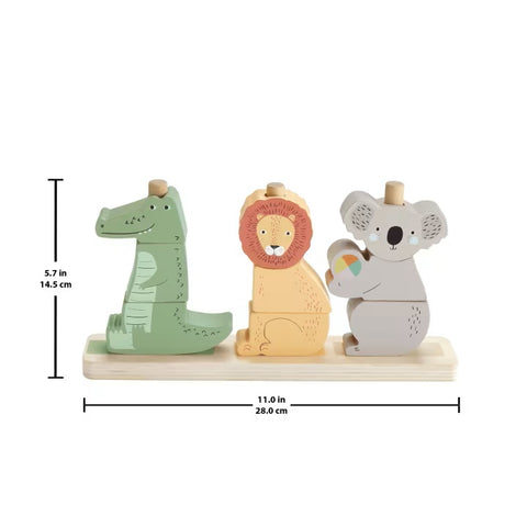 Wooden Stack & Sort Animals Baby & Toddler Toy, 10 Wood Pieces HXV04 