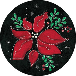 Fall and Winter Accent Magnets poinsettia on black