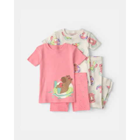 pool party, Baby Girls' 4-Piece Short-Sleeve Pajama Sets 1V