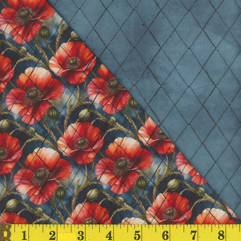 poppies, Printed Quilted Cotton Fabric 1415