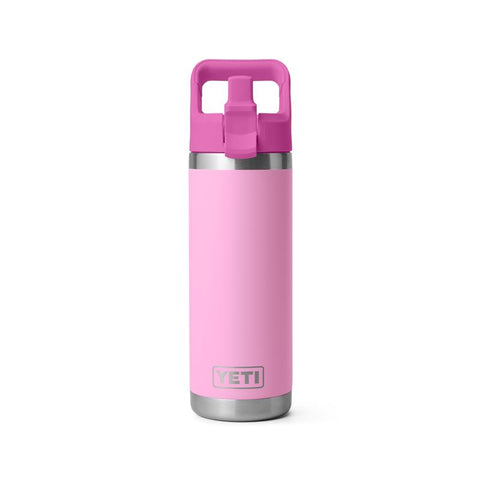 Yeti Rambler bottle with straw cap 18 oz in power pink & wildflower