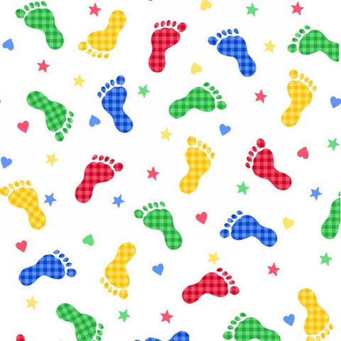 Footprints Cotton Flannel Fabric 9307 primary footprints