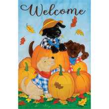 Fall & Winter Burlap Garden Flags pumpkins and dogs