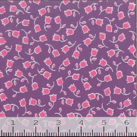 purple, Double Brushed Floral Print Knit Fabric 380