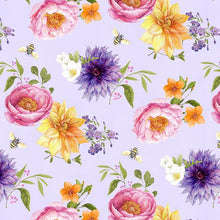 In Bloom Collection Medium Floral Cotton Fabric purple