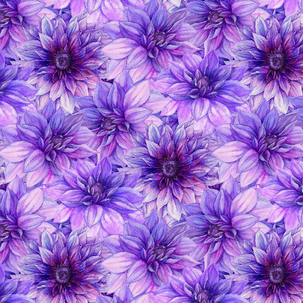 In Bloom Collection Packed Floral Cotton Fabric purple