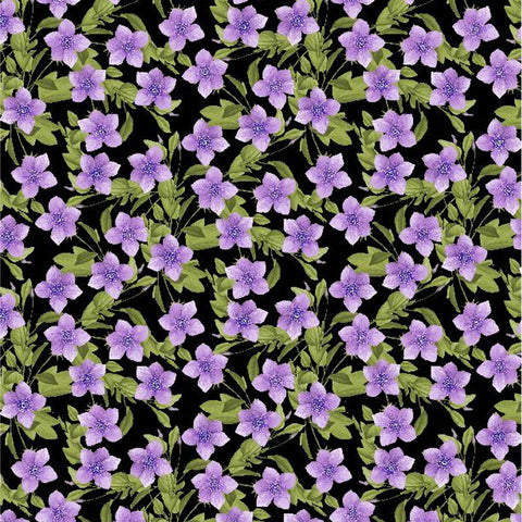 In Bloom Collection Small Floral Cotton Fabric purple