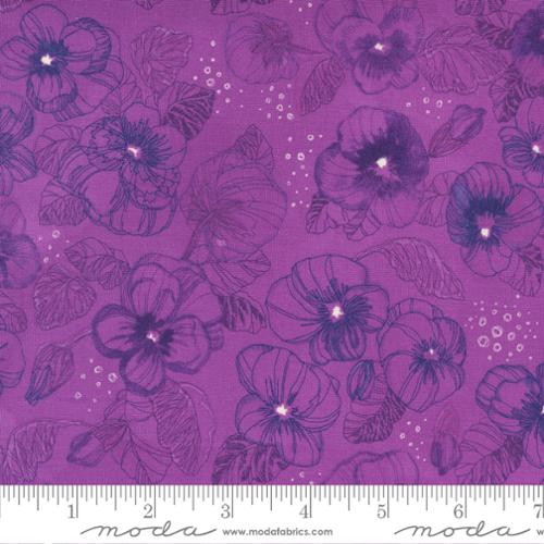 Pansy's Posies Collection Watercolor Pansies Cotton Fabric purple