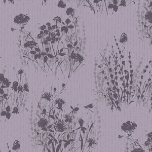 Au Natural Collection Floral Silhouettes Cotton Fabric 17819 purple