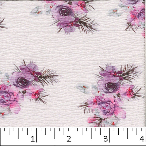 Purple, Crinkle Fashion Floral Print Fabric CA-19