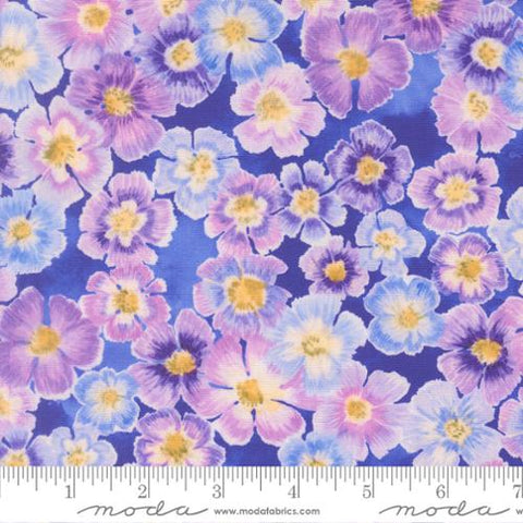 purple, Delphinium Collection Auricula Floral Cotton Fabric 24650